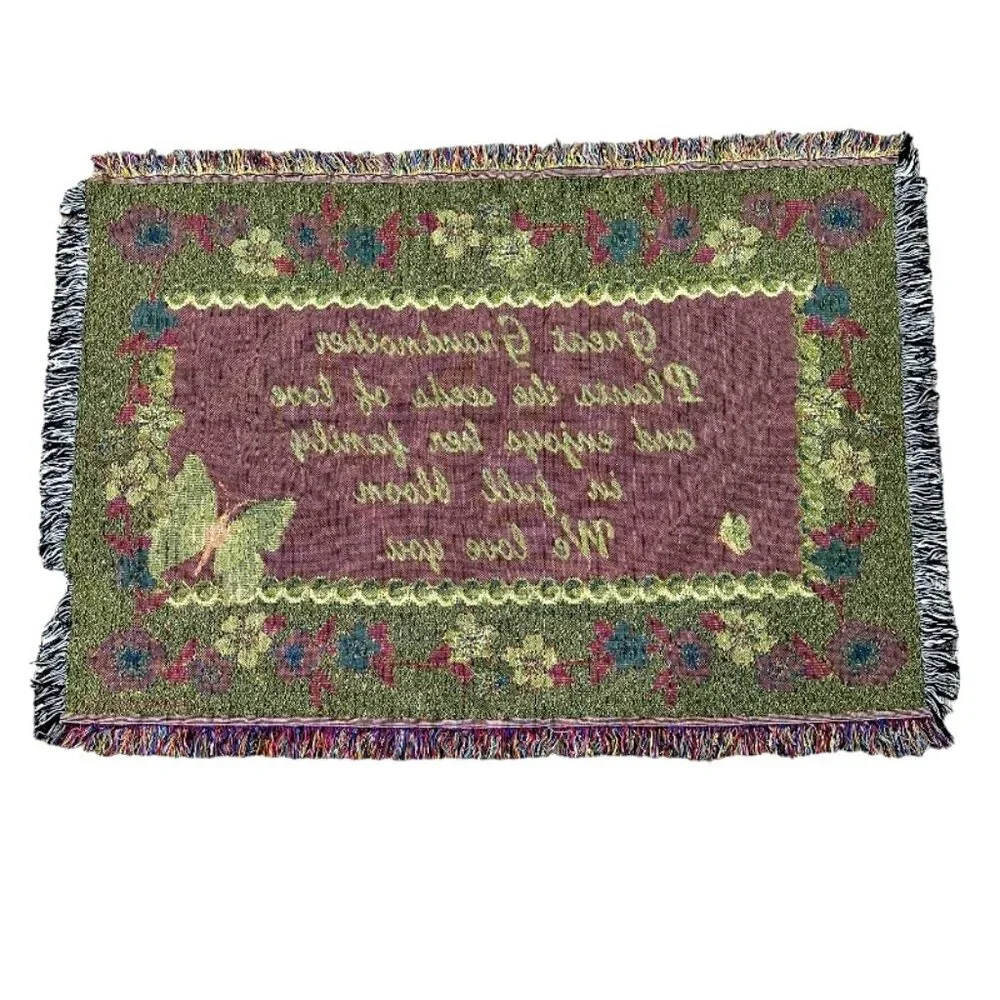 Great Grandmothers Love Woven Tapestry Style Throw Blanket Purple Butterflies